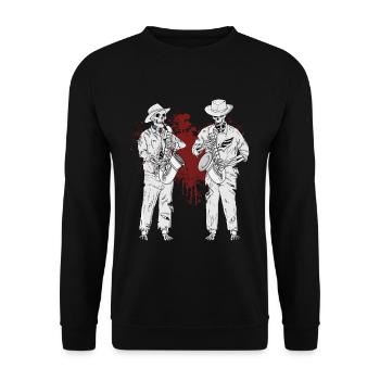Saxophon Geschenk Männer Big Band Musik Saxophon - Unisex Pullover - Schwarz - Vorne - Alina (178cm) & Michal (187cm)