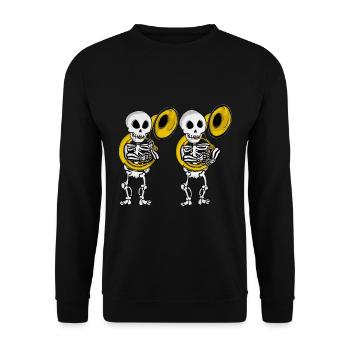 Sousaphon Spieler Skelett Musik Big Band Sousaphon - Unisex Pullover - Schwarz - Vorne - Alina (178cm) & Michal (187cm)