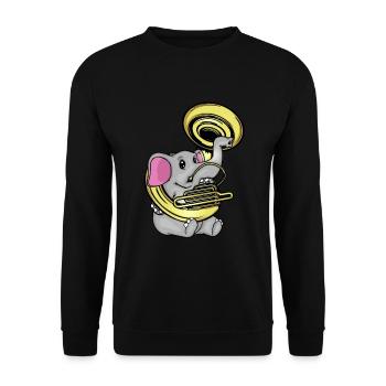 Sousaphone Musik Big Band Orchester Süßer Elefant - Unisex Pullover - Schwarz - Vorne - Alina (178cm) & Michal (187cm)