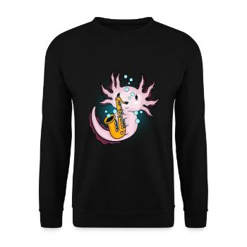Axolotl Jazz Musik Geschenk Kinder Saxophon - Unisex Pullover - Schwarz - Vorne - Alina (178cm) & Michal (187cm)