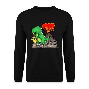 Jazz Musik Orchester Kinder Dinosaurier Saxophon - Unisex Pullover - Schwarz - Vorne - Alina (178cm) & Michal (187cm)
