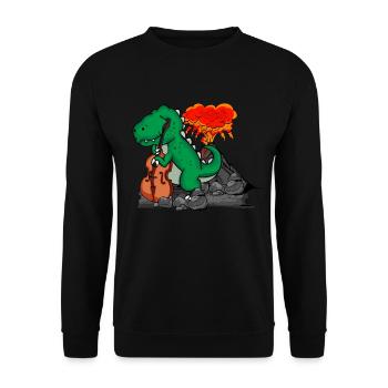 Dinosaurier Musiker Big Band Orchester Kontrabass - Unisex Pullover - Schwarz - Vorne - Alina (178cm) & Michal (187cm)