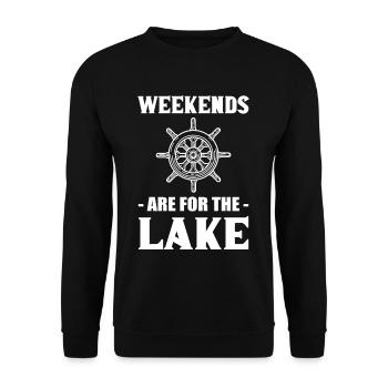 Weekends Are For The Lake Boating Boat Sailing - Unisex Sweatshirt - black - Front - Alina (178cm) & Michal (187cm)