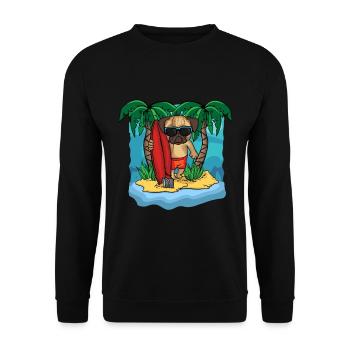 Mops Geschenk Frauen Strandurlaub Hundeliebhaber - Unisex Pullover - Schwarz - Vorne - Alina (178cm) & Michal (187cm)