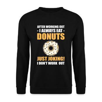 Après l’entraînement, je mange toujours des beignets. Juste - Sweat-shirt Unisexe - noir - Devant - Alina (178cm) & Michal (187cm)
