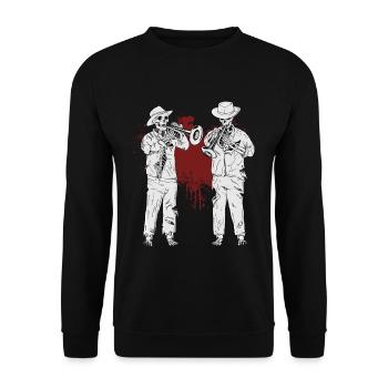 Trompetenspieler Big Band Orchester Musik Trompete - Unisex Pullover - Schwarz - Vorne - Alina (178cm) & Michal (187cm)