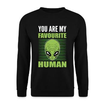 You Are My Favourite Human Aliens UFO - Unisex Pullover - Schwarz - Vorne - Alina (178cm) & Michal (187cm)