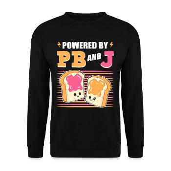 Powered By PB And J Peanut Butter and Jelly - Unisex Pullover - Schwarz - Vorne - Alina (178cm) & Michal (187cm)