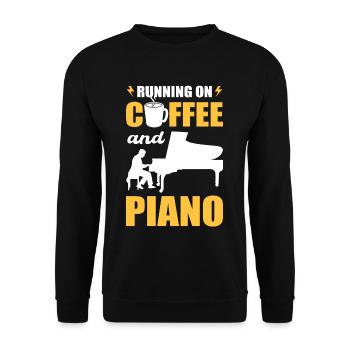Running On Coffee and Piano Keyboard Pianist - Unisex Sweatshirt - black - Front - Alina (178cm) & Michal (187cm)