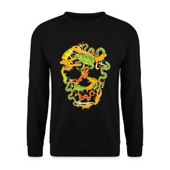 Frosch Schlange Gekko Amphibien Lurch - Unisex Pullover - Schwarz - Vorne - Alina (178cm) & Michal (187cm)
