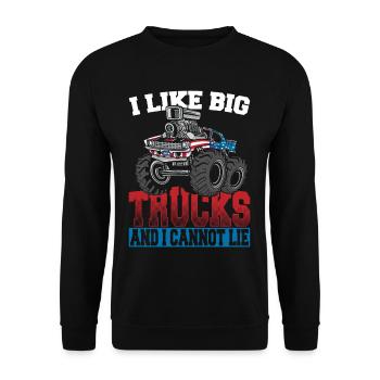 J’aime les gros camions et je ne peux pas mentir Monstertruck - Sweat-shirt Unisexe - noir - Devant - Alina (178cm) & Michal (187cm)