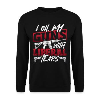 Oil Guns With Liberal Tear 2nd Amendment Gun Right - Unisex Sweatshirt - black - Front - Alina (178cm) & Michal (187cm)