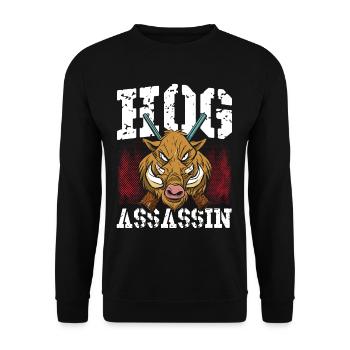 Hog Assassin Hog Hunting Wild Boar Hunter - Unisex Pullover - Schwarz - Vorne - Alina (178cm) & Michal (187cm)