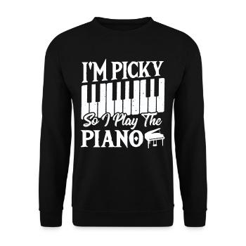 Je suis difficile alors je joue du piano Clavier Pianiste - Sweat-shirt Unisexe - noir - Devant - Alina (178cm) & Michal (187cm)