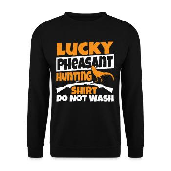 Lucky Pheasant Hunting Shirt Do Not Wash Pheasant - Unisex Sweatshirt - black - Front - Alina (178cm) & Michal (187cm)
