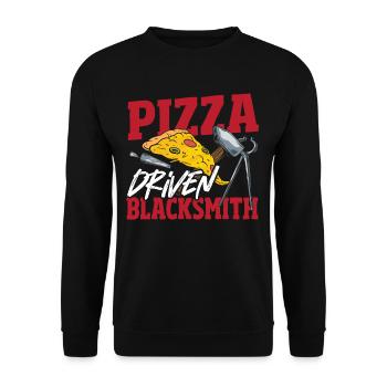 Pizza Driven Blacksmith Blacksmithing - Unisex Sweatshirt - black - Front - Alina (178cm) & Michal (187cm)
