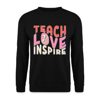 Teach Love Inspire Teacher Retro Groovy Teacher - Unisex Sweatshirt - black - Front - Alina (178cm) & Michal (187cm)