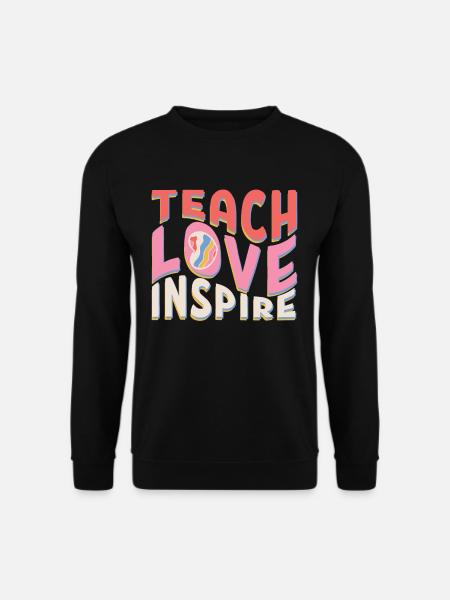 Teach Love Inspire Teacher Retro Groovy Teacher - Unisex Pullover - Schwarz