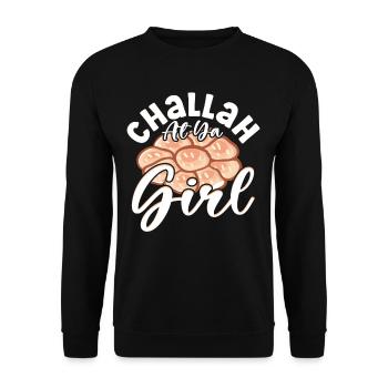 Challah At Ya Girl Hanukkah Jewish Holiday - Unisex Pullover - Schwarz - Vorne - Alina (178cm) & Michal (187cm)