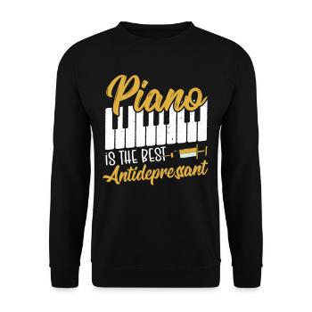 Piano Is The Best Antidepressant Keyboard Pianist - Unisex Sweatshirt - black - Front - Alina (178cm) & Michal (187cm)