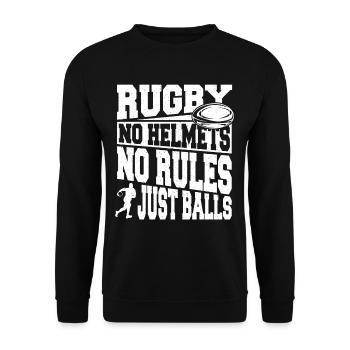 Rugby No Helmets No Rules Just Balls - Unisex Pullover - Schwarz - Vorne - Alina (178cm) & Michal (187cm)
