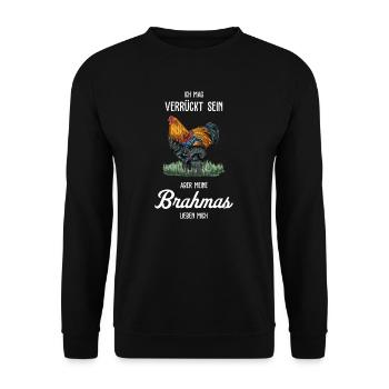 Brahma Hühner I Chicken Geflügel Motiv für - Unisex Pullover - Schwarz - Vorne - Alina (178cm) & Michal (187cm)