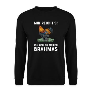 Brahma Hühner I Chicken Geflügel Motiv für - Unisex Pullover - Schwarz - Vorne - Alina (178cm) & Michal (187cm)