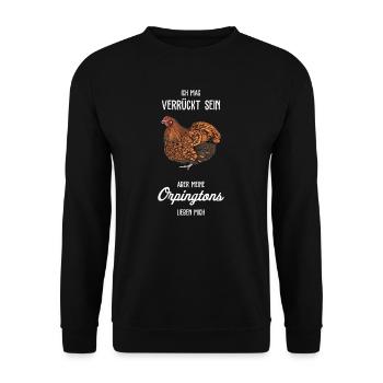 Orpington Hühner I Chicken Geflügel Motiv für - Unisex Pullover - Schwarz - Vorne - Alina (178cm) & Michal (187cm)