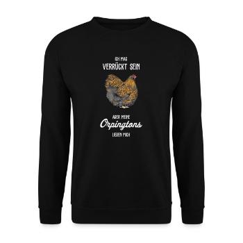 Orpington Hühner I Chicken Geflügel Motiv für - Unisex Pullover - Schwarz - Vorne - Alina (178cm) & Michal (187cm)