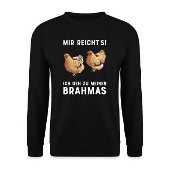 Brahma Hühner I Chicken Geflügel Motiv für - Unisex Pullover - Schwarz - Vorne - Alina (178cm) & Michal (187cm)