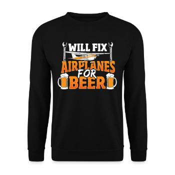 Will Fix Airplanes For Beer Aircraft Mechanic - Unisex Sweatshirt - black - Front - Alina (178cm) & Michal (187cm)