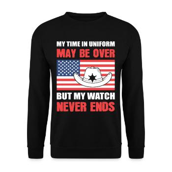 Ma montre ne finit jamais Police du shérif adjoint à la retraite - Sweat-shirt Unisexe - noir - Devant - Alina (178cm) & Michal (187cm)