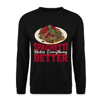 Spaghetti Makes Everything Better Italian Pasta - Unisex Sweatshirt - black - Front - Alina (178cm) & Michal (187cm)
