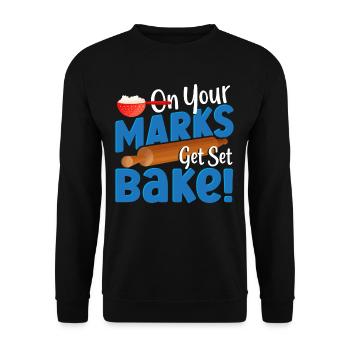 On Your Marks Get Set Bake! Baking Bakery Baker - Unisex Pullover - Schwarz - Vorne - Alina (178cm) & Michal (187cm)