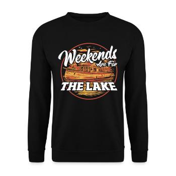 Weekends Are For The Lake Boating Boat Sailing - Unisex Sweatshirt - black - Front - Alina (178cm) & Michal (187cm)