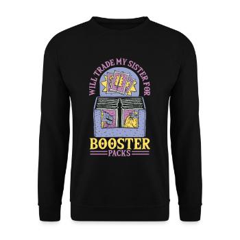 Will Trade Sister for Booster Packs Trading Card - Unisex Sweatshirt - black - Front - Alina (178cm) & Michal (187cm)
