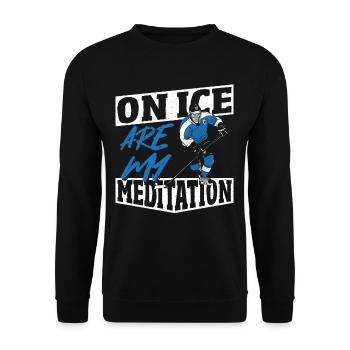 Sur la glace sont mon joueur de hockey sur glace de méditation - Sweat-shirt Unisexe - noir - Devant - Alina (178cm) & Michal (187cm)