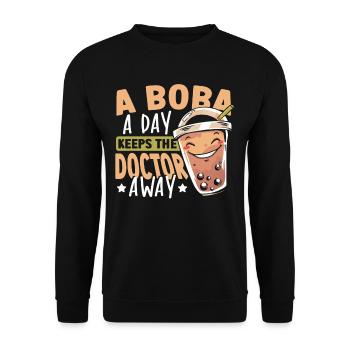 A Boba A Day Keeps The Doctor Away Boba Tea - Unisex Sweatshirt - black - Front - Alina (178cm) & Michal (187cm)