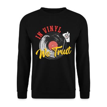 Dans le vinyle, nous faisons confiance à la collection de disques vinyles - Sweat-shirt Unisexe - noir - Devant - Alina (178cm) & Michal (187cm)