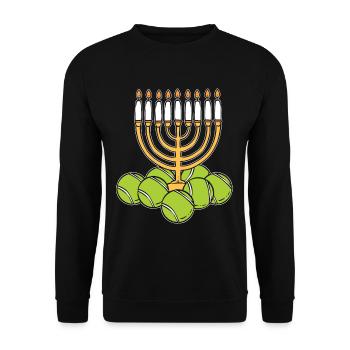 Hanukkah Tennis Jewish Menorah Candles - Unisex Sweatshirt - black - Front - Alina (178cm) & Michal (187cm)