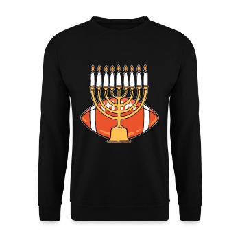 Hanukkah American Football Jewish Menorah Candles - Unisex Sweatshirt - black - Front - Alina (178cm) & Michal (187cm)