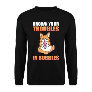 Noie vos problèmes dans les bulles Boba Tea Bubble Tea - Sweat-shirt Unisexe - noir - Devant - Alina (178cm) & Michal (187cm)