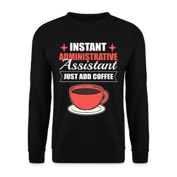 Assistant administratif instantané Il suffit d’ajouter du café - Sweat-shirt Unisexe - noir - Devant - Alina (178cm) & Michal (187cm)
