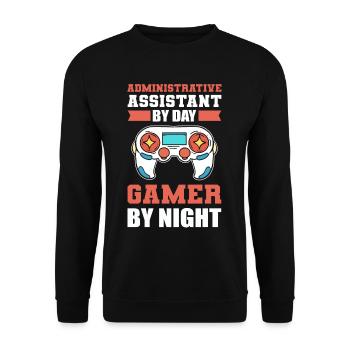 Assistante administrative le jour Joueur de nuit - Sweat-shirt Unisexe - noir - Devant - Alina (178cm) & Michal (187cm)