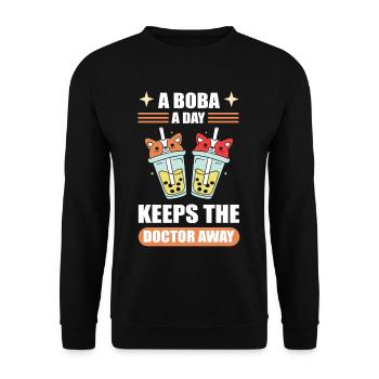 A Boba A Day Keeps The Doctor Away Boba Tea - Unisex Sweatshirt - black - Front - Alina (178cm) & Michal (187cm)