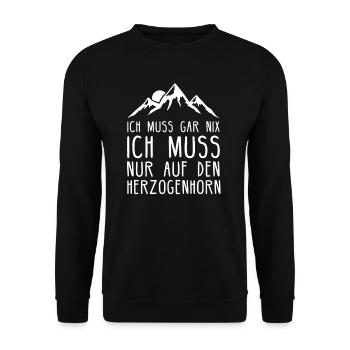 Herzogenhorn I Wandern Klettern Bergsteiger Motiv - Unisex Pullover - Schwarz - Vorne - Alina (178cm) & Michal (187cm)