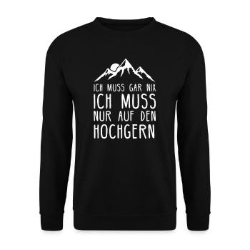 Hochgern I Wandern Klettern Bergsteiger Motiv - Unisex Pullover - Schwarz - Vorne - Alina (178cm) & Michal (187cm)