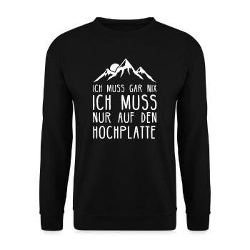 Hochplatte I Wandern Klettern Bergsteiger Motiv - Unisex Pullover - Schwarz - Vorne - Alina (178cm) & Michal (187cm)