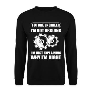 Futur Ingénieur Génie Mécanique Mécanique - Sweat-shirt Unisexe - noir - Devant - Alina (178cm) & Michal (187cm)
