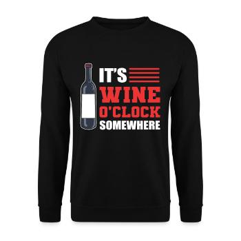 It's Wine O'Clock Somewhere Wine Tasting - Unisex Sweatshirt - black - Front - Alina (178cm) & Michal (187cm)